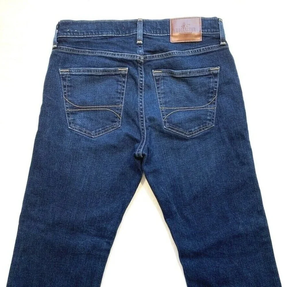 Hollister Epic Flex Classic Straight Jeans Men 29x30 Stretch Dark Blue Denim NEW